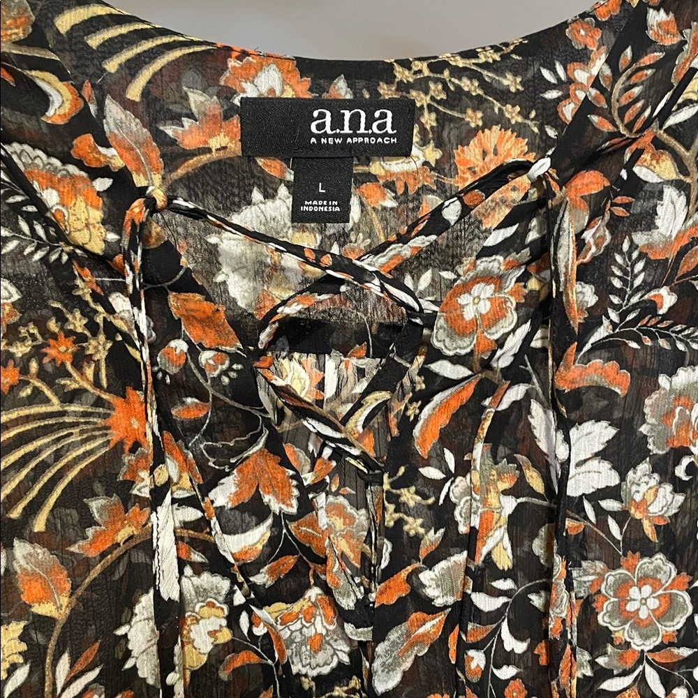 A.N.A Women’s Multicolor Floral Blouse (size L) - Picture 5 of 15
